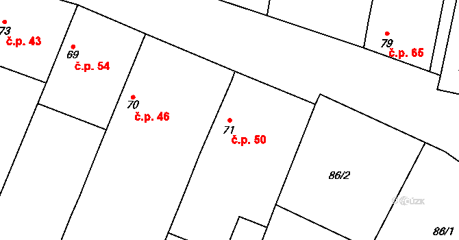 Limuzy 50, Tismice na parcele st. 71 v KÚ Limuzy, Katastrální mapa
