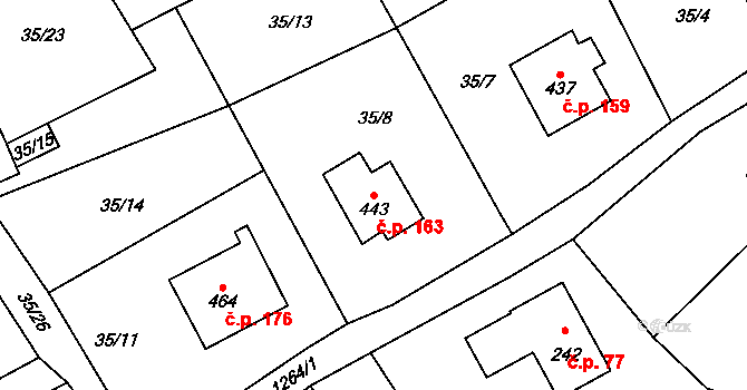 Mašov 163, Turnov na parcele st. 443 v KÚ Mašov u Turnova, Katastrální mapa