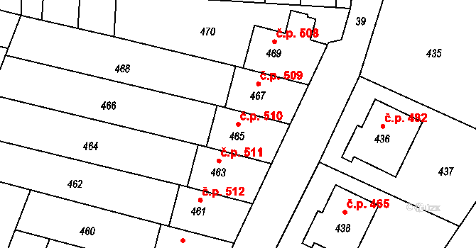 Jablůnka 510 na parcele st. 465 v KÚ Jablůnka, Katastrální mapa
