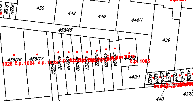 Střešovice 1018, Praha na parcele st. 458/22 v KÚ Střešovice, Katastrální mapa