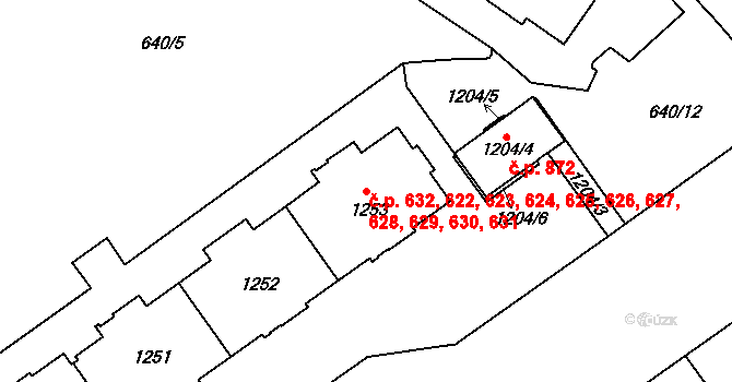 Prosek 622,623,624,625,626,, Praha na parcele st. 1243 v KÚ Prosek, Katastrální mapa
