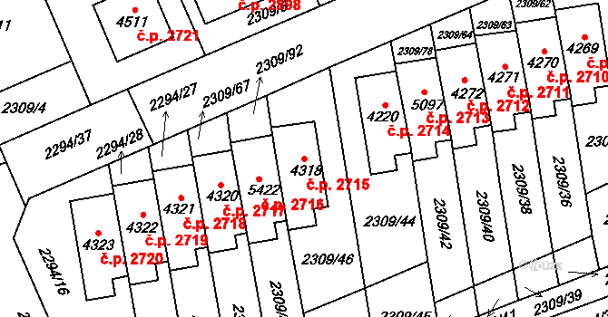 Dvůr Králové nad Labem 2715 na parcele st. 4318 v KÚ Dvůr Králové nad Labem, Katastrální mapa