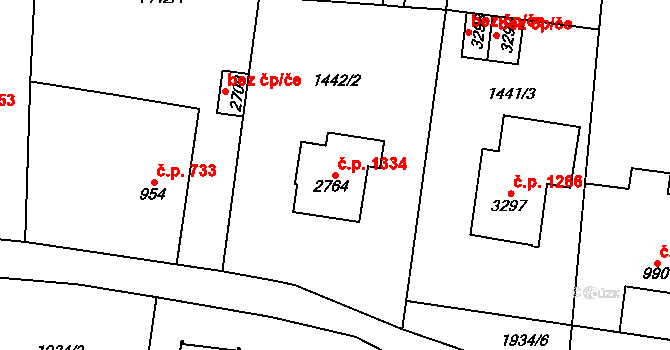 Vrchlabí 1334 na parcele st. 2764 v KÚ Vrchlabí, Katastrální mapa