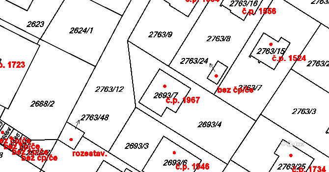 České Budějovice 5 1967, České Budějovice na parcele st. 2693/7 v KÚ České Budějovice 5, Katastrální mapa