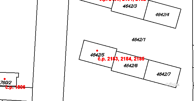 Česká Lípa 2183,2184,2185 na parcele st. 4642/5 v KÚ Česká Lípa, Katastrální mapa