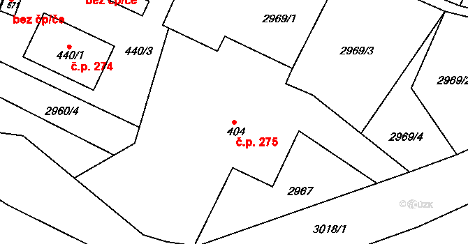 Chotěvice 275 na parcele st. 404 v KÚ Chotěvice, Katastrální mapa