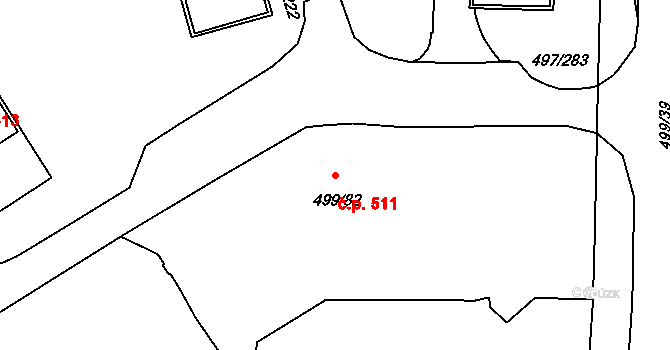 Ráj 511, Karviná na parcele st. 499/82 v KÚ Ráj, Katastrální mapa