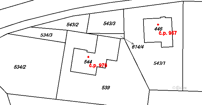 Všedobrovice 976, Kamenice na parcele st. 544 v KÚ Štiřín, Katastrální mapa