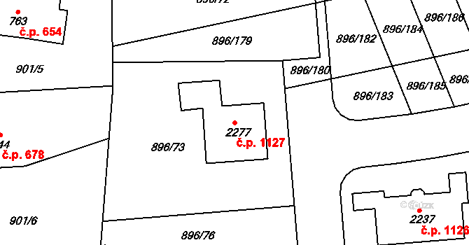 Blatná 1127 na parcele st. 2277 v KÚ Blatná, Katastrální mapa