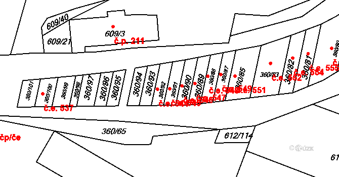Sedlešovice 545, Nový Šaldorf-Sedlešovice na parcele st. 360/91 v KÚ Sedlešovice, Katastrální mapa