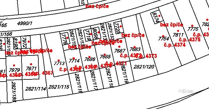 Kroměříž 4371 na parcele st. 7685 v KÚ Kroměříž, Katastrální mapa