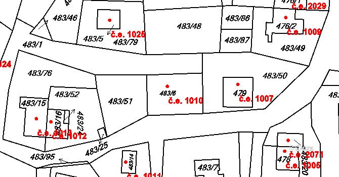 Kovářov 1010, Frymburk na parcele st. 483/6 v KÚ Frymburk, Katastrální mapa