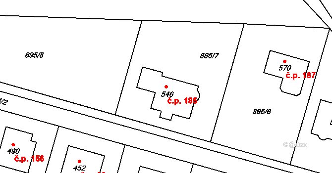 Pecerady 185, Týnec nad Sázavou na parcele st. 546 v KÚ Pecerady, Katastrální mapa