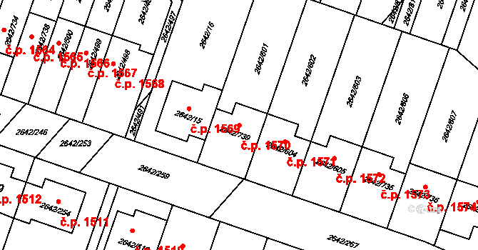 Kuřim 1570 na parcele st. 2642/739 v KÚ Kuřim, Katastrální mapa