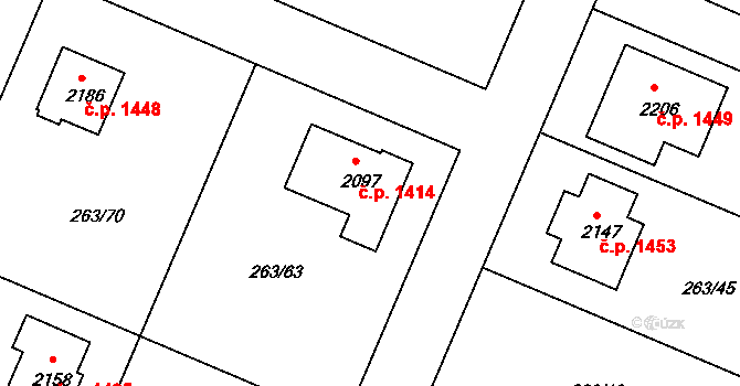 Český Brod 1414 na parcele st. 2097 v KÚ Český Brod, Katastrální mapa