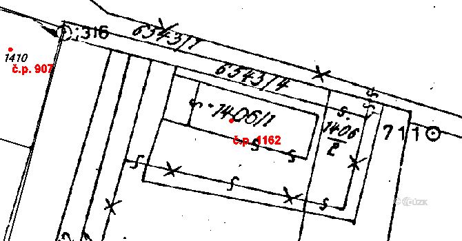 Mutěnice 1162 na parcele st. 8385 v KÚ Mutěnice, Katastrální mapa