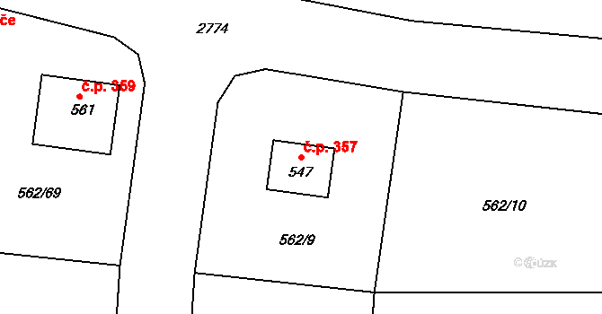 Libá 357 na parcele st. 547 v KÚ Libá, Katastrální mapa