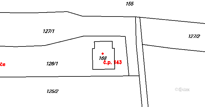 Lípy 143, Slatinice na parcele st. 168 v KÚ Lípy, Katastrální mapa