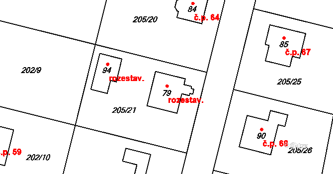 Kuchař 63, Vysoký Újezd na parcele st. 79 v KÚ Kuchař, Katastrální mapa