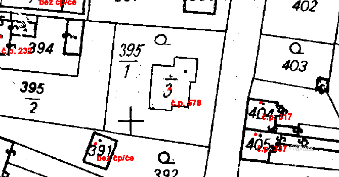 Město Touškov 578 na parcele st. 395/3 v KÚ Město Touškov, Katastrální mapa
