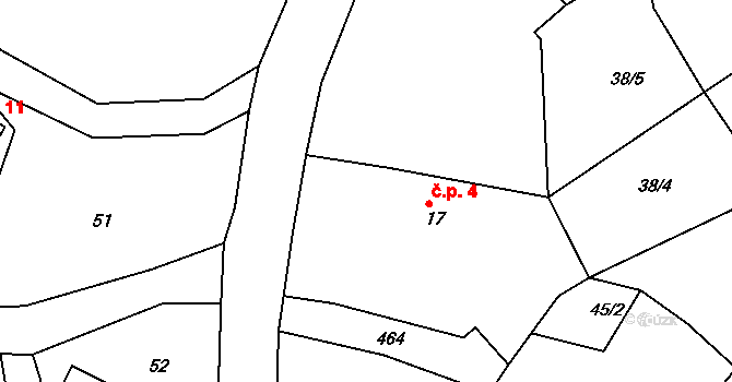 Krchleby 4, Křečovice na parcele st. 17 v KÚ Krchleby, Katastrální mapa