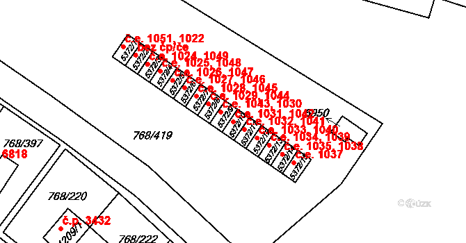 Zlín 1031,1042 na parcele st. 5372/10 v KÚ Zlín, Katastrální mapa