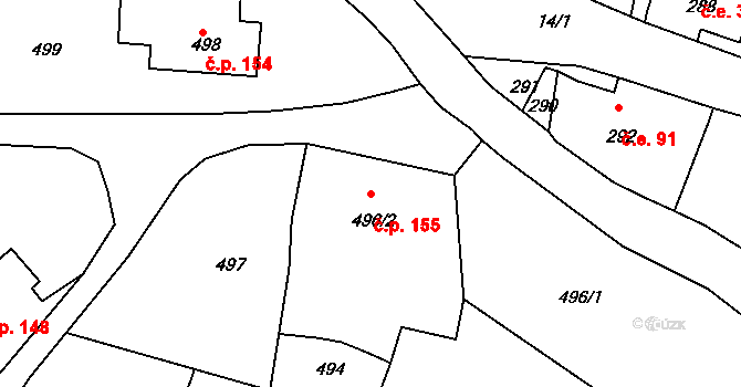 Dolní Chřibská 155, Chřibská na parcele st. 496/2 v KÚ Dolní Chřibská, Katastrální mapa
