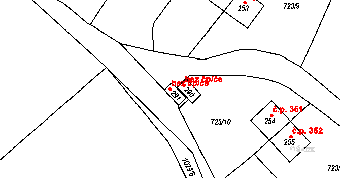 Vrchlabí 39102211 na parcele st. 291 v KÚ Podhůří-Harta, Katastrální mapa