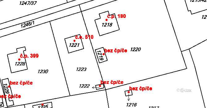 Lety 39600211 na parcele st. 1219 v KÚ Lety u Dobřichovic, Katastrální mapa