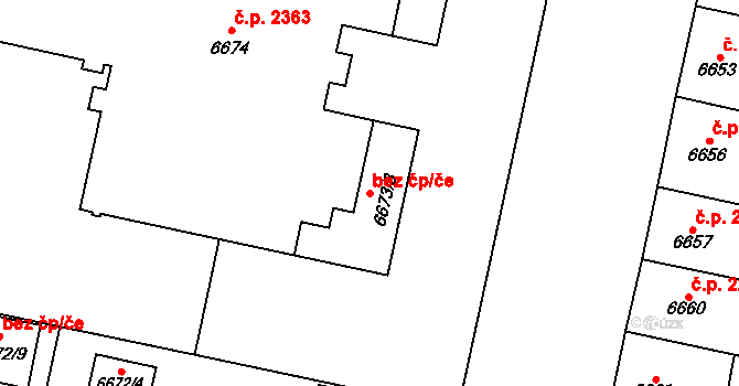 Plzeň 40047211 na parcele st. 6673/3 v KÚ Plzeň, Katastrální mapa