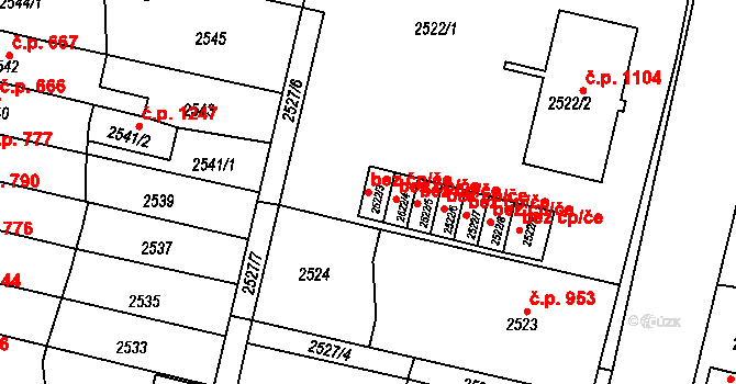 Moravská Třebová 40157211 na parcele st. 2522/3 v KÚ Moravská Třebová, Katastrální mapa