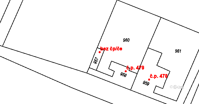 Horní Benešov 40186211 na parcele st. 957 v KÚ Horní Benešov, Katastrální mapa