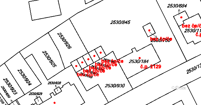 Opava 43817211 na parcele st. 2530/361 v KÚ Opava-Předměstí, Katastrální mapa