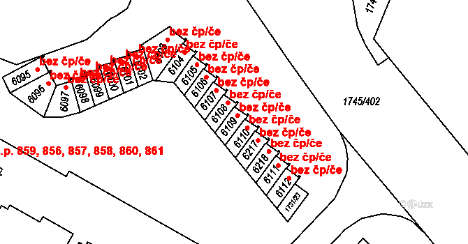 Třebíč 44141211 na parcele st. 6109 v KÚ Třebíč, Katastrální mapa