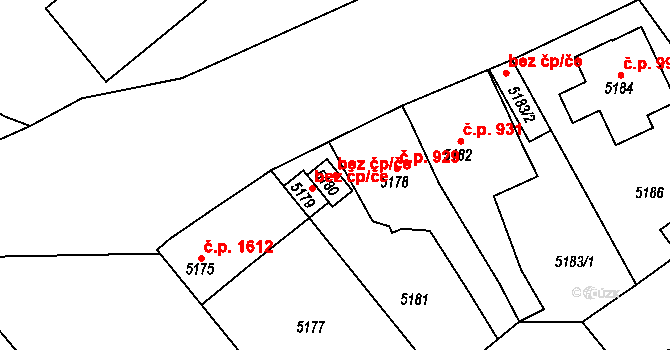 Kladno 44349211 na parcele st. 5180 v KÚ Kročehlavy, Katastrální mapa