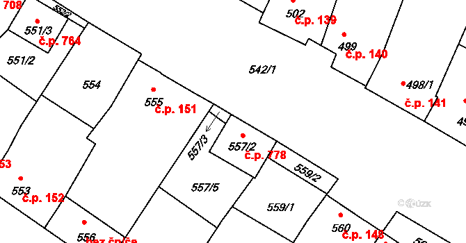 Vacenovice 44569211 na parcele st. 557/4 v KÚ Vacenovice u Kyjova, Katastrální mapa