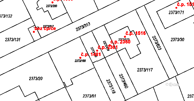 Předměstí 2361, Opava na parcele st. 2373/169 v KÚ Opava-Předměstí, Katastrální mapa
