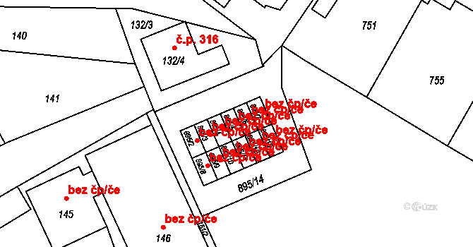 Neveklov 45414211 na parcele st. 895/5 v KÚ Neveklov, Katastrální mapa