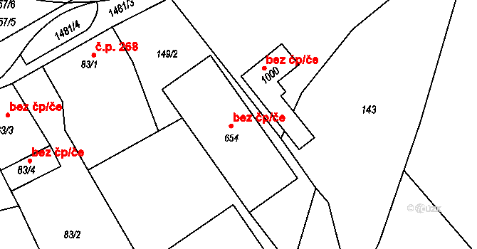 Chrastava 47020211 na parcele st. 654 v KÚ Chrastava I, Katastrální mapa
