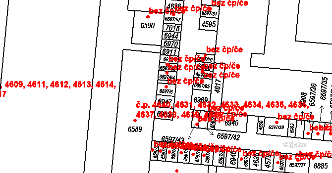 Zlín 47732211 na parcele st. 6597/6 v KÚ Zlín, Katastrální mapa