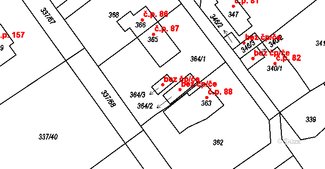 Velké Březno 47972211 na parcele st. 364/3 v KÚ Valtířov nad Labem, Katastrální mapa