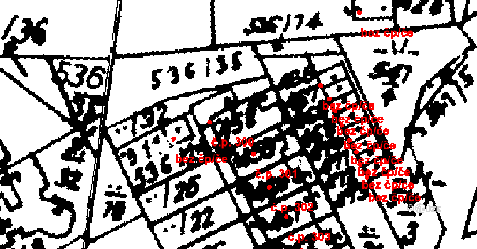 Hrochův Týnec 300 na parcele st. 458 v KÚ Hrochův Týnec, Katastrální mapa