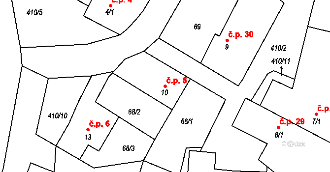 Chacholice 5, Chrast na parcele st. 10 v KÚ Chacholice, Katastrální mapa