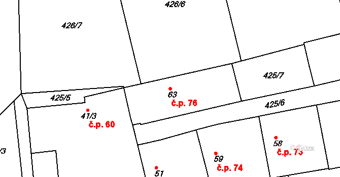 Smrkovice 76, Písek na parcele st. 63 v KÚ Smrkovice, Katastrální mapa