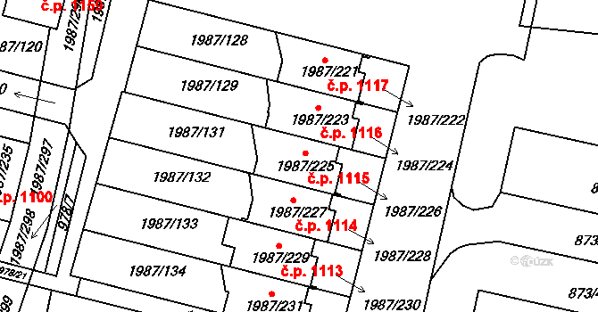 Nýřany 1115 na parcele st. 1987/225 v KÚ Nýřany, Katastrální mapa
