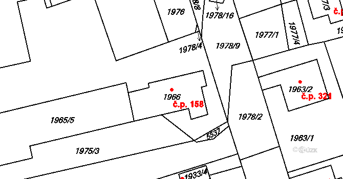 Pražské Předměstí 158, Vysoké Mýto na parcele st. 1966 v KÚ Vysoké Mýto, Katastrální mapa