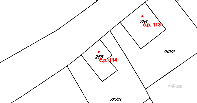 Dolní Kamenice 114, Česká Kamenice na parcele st. 255 v KÚ Dolní Kamenice, Katastrální mapa