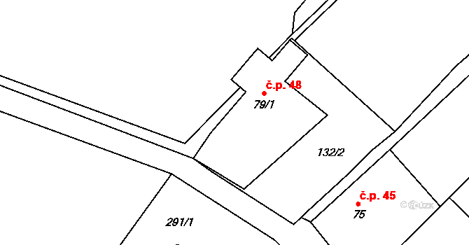 Bystřice 48, Bělá nad Radbuzou na parcele st. 79/1 v KÚ Bystřice u Bělé nad Radbuzou, Katastrální mapa