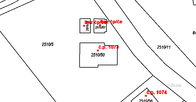 Bučovice 1073 na parcele st. 2510/50 v KÚ Bučovice, Katastrální mapa