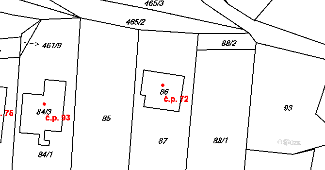Sychotín 72, Kunštát na parcele st. 86 v KÚ Sychotín, Katastrální mapa